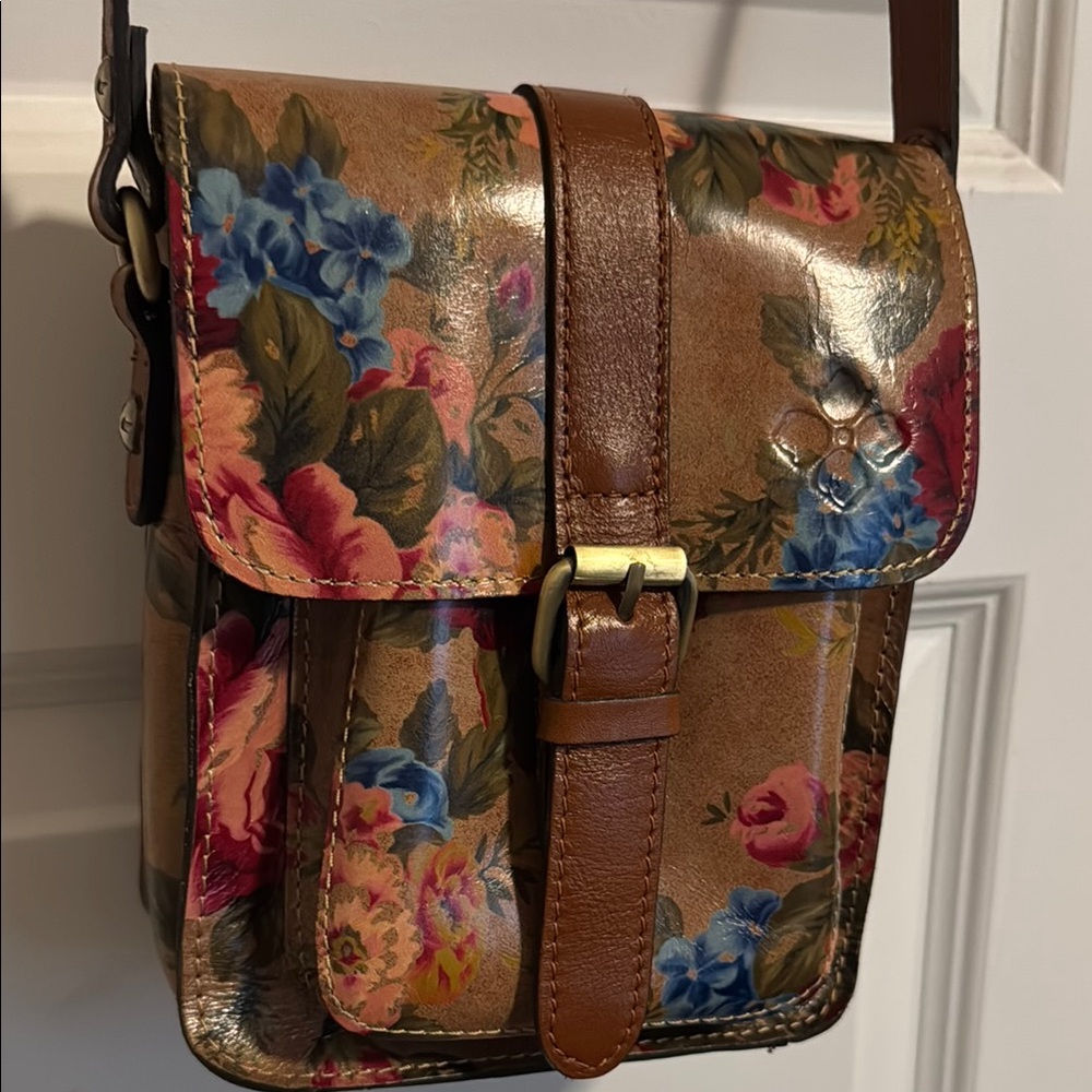 Patricia Nash Brown and Tan Crossbody Bag with Floral Pattern - Picture 2 of 7